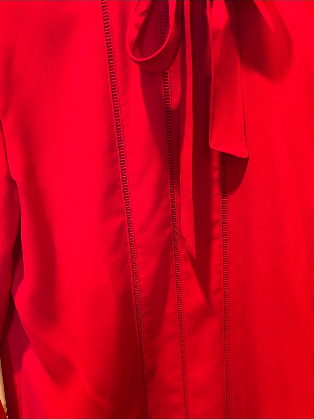Lauren Ralph Lauren Red Tie Neck Bow Blouse Long Sleeve Career size 8 - Picture 4 of 6